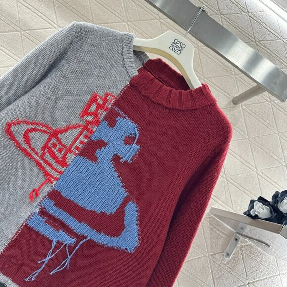 Vivienne Westwood 2025 New Arrival Saturn Patchwork Knit Sweater - Picture 7 of 8